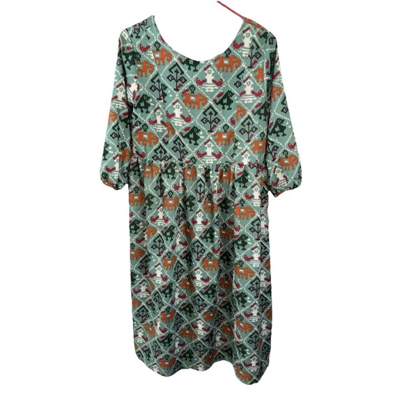 Anouk by Myntra Dress L Green Boho Cottagecore 3/4 Sleeve Midi Pockets Tie Back - Picture 1 of 10